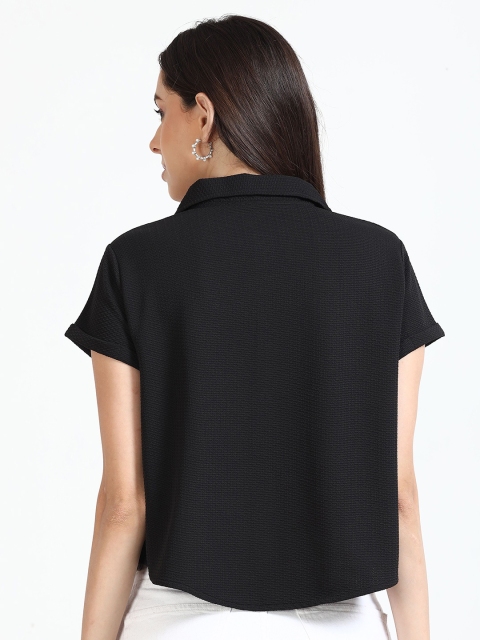 ECOLINE Clothing Women Modern Spread Collar Solid Boxy Casual Shirt - Image 4
