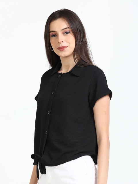 ECOLINE Clothing Women Modern Spread Collar Solid Boxy Casual Shirt - Image 3