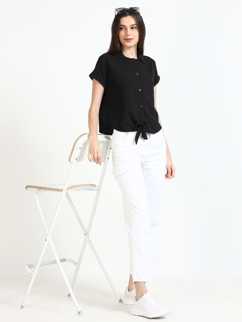 ECOLINE Clothing Women Modern Spread Collar Solid Boxy Casual Shirt - Image 5