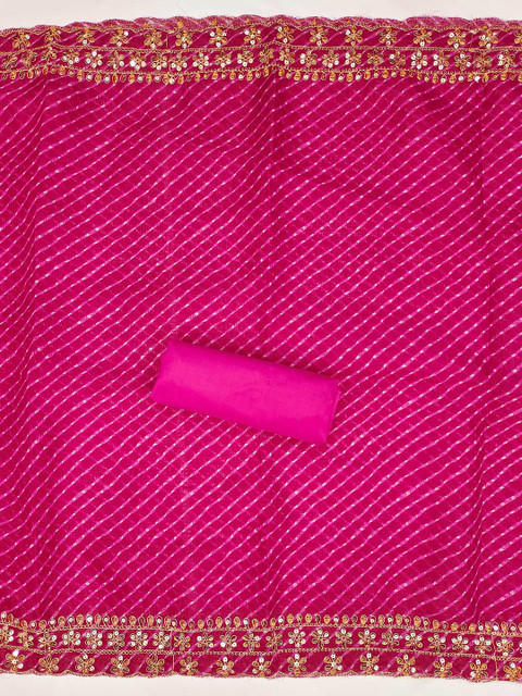 KALINI Ethnic Motifs Embroidered Sequinned Chanderi Butti Silk Unstitched Dress Material - Image 4