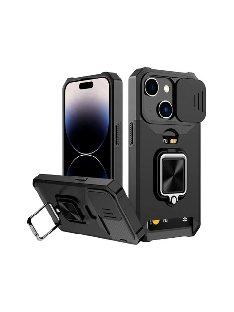 Luxury Kase LK177 Camera Slide Protection Ring Magnetic Kickstand iPhone 14 Back Case