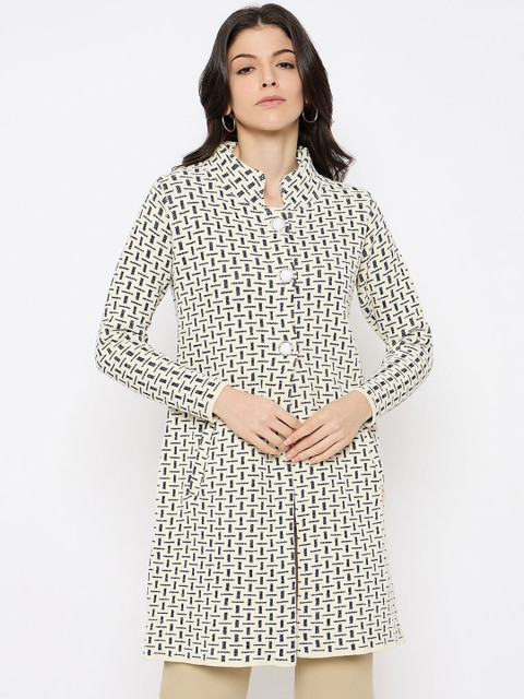 Duke Women Self Designed Woolen Overcoat