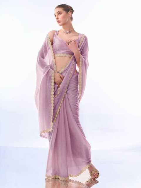 Kalista Embellished Beads and Stones Organza Saree - Image 5