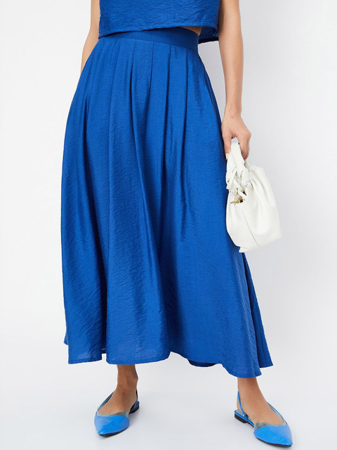 max Women Pleated Midi A-Line Skirt