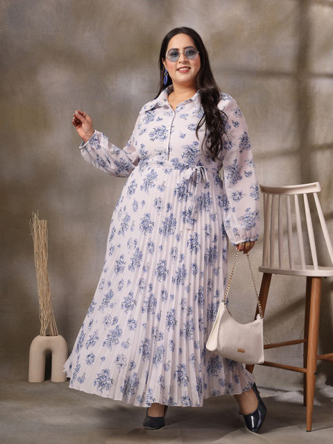 CURVE BY KASSUALLY Women Plus Size Floral Printed Fit & Flare Maxi Dress - Image 6