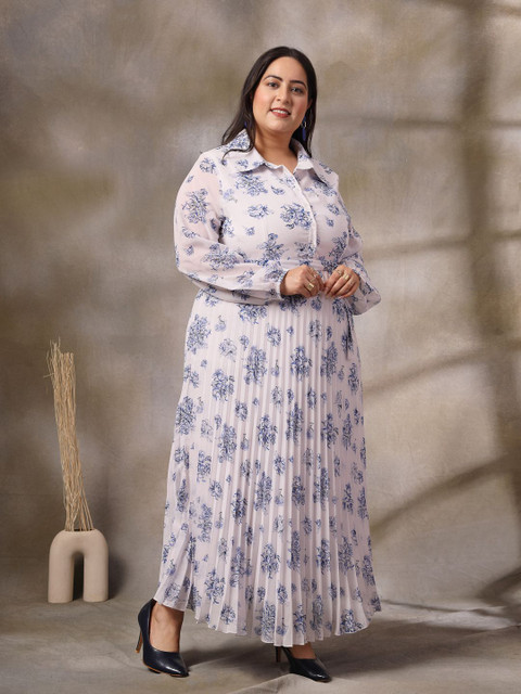 CURVE BY KASSUALLY Women Plus Size Floral Printed Fit & Flare Maxi Dress - Image 3