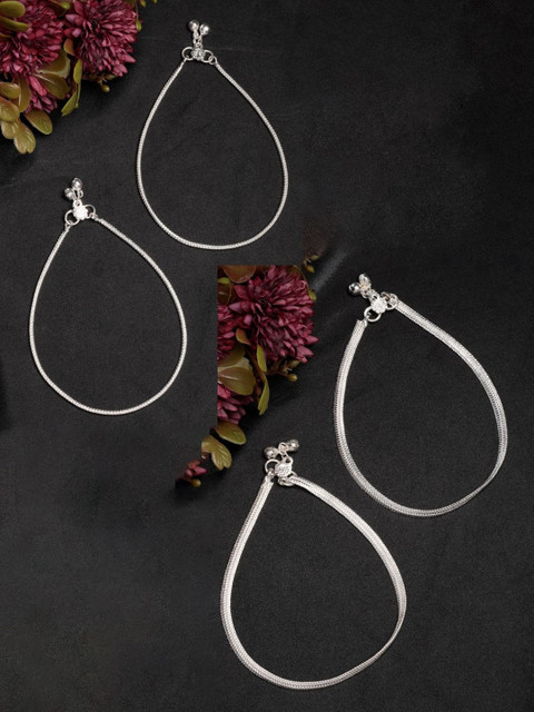 NVR Women Pair of 2 Silver-Plated Anklets