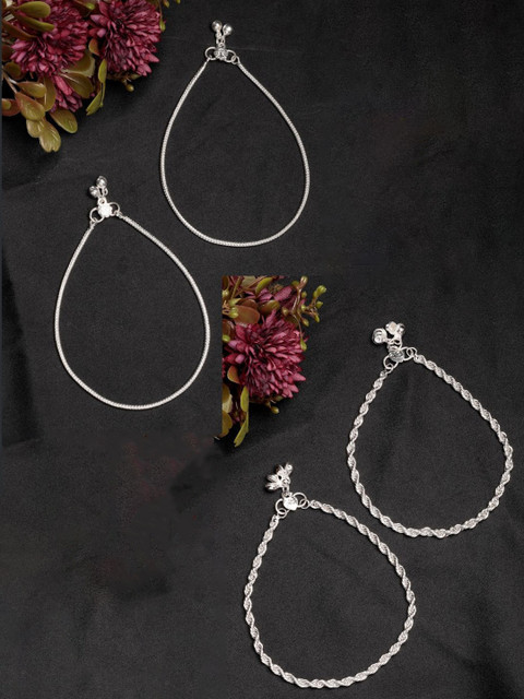 NVR Women Pair of 2 Silver-Plated Anklets
