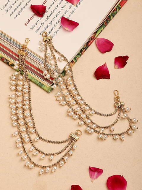 ZENEME Gold Plated Classic Layered Pearl Earchain