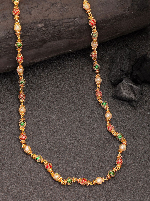 NVR Women Multi Color Gold-Plated Artificial Beads Chain