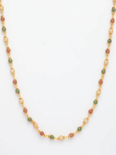 NVR Women Multi Color Gold-Plated Artificial Beads Chain - Image 3
