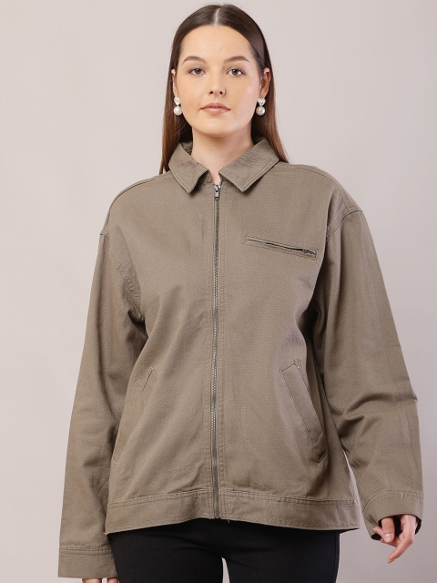 NoBarr Women Spread Collar Solid Cotton Casual Tailored Jacket
