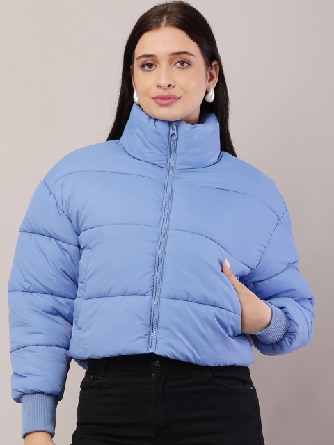 NoBarr Mock Collar Solid Casual Puffer Jacket