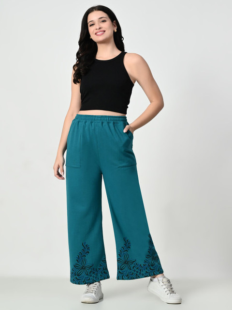 BAESD Women Flared Knitted Palazzos