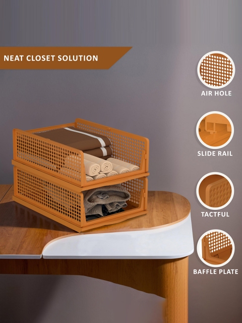 Kuber Industries Brown 4 Pieces Foldable Kids for Clothes Storage Drawer Organiser - Image 3