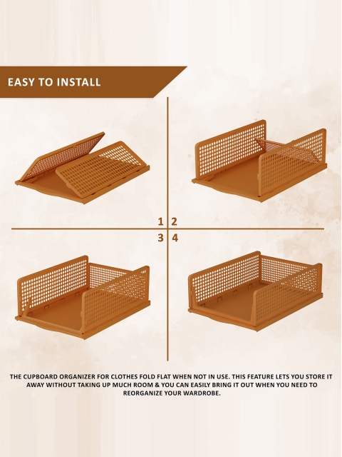 Kuber Industries Brown 4 Pieces Foldable Kids for Clothes Storage Drawer Organiser - Image 4