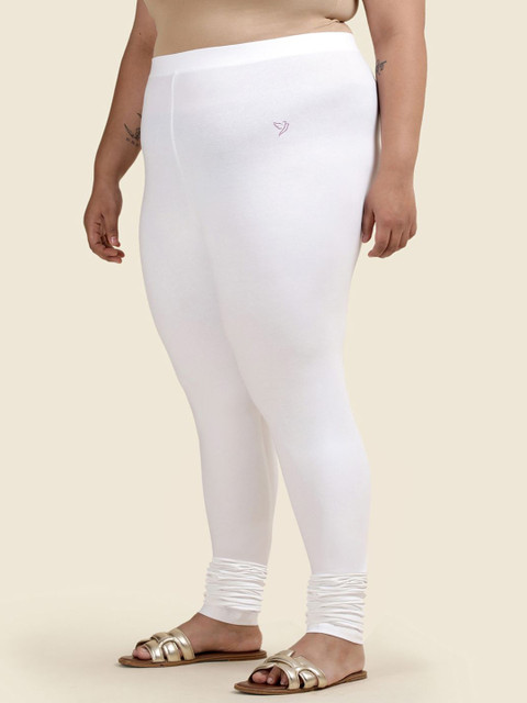 TWIN BIRDS Plus Size Women Solid Stretch Cotton Churidar Length Mid-Rise Leggings - Image 3