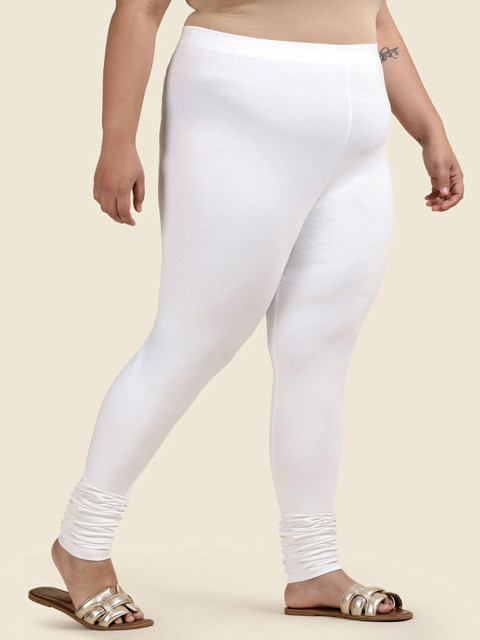 TWIN BIRDS Plus Size Women Solid Stretch Cotton Churidar Length Mid-Rise Leggings - Image 2