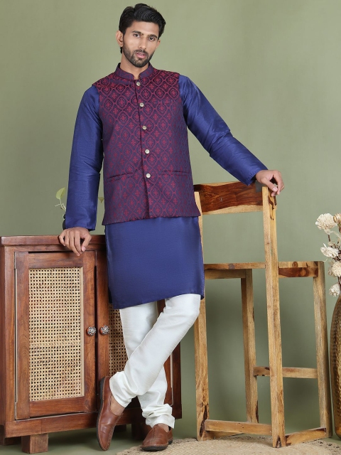 Jompers Men Woven Design Nehru Jacket - Image 5