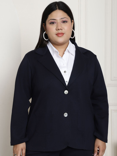 theRebelinme Plus Size Notched Lapel Single-Breasted Casual Blazer