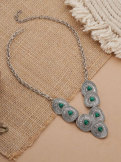 TEEJH Hansa Silver-Plated Oxidised Necklace