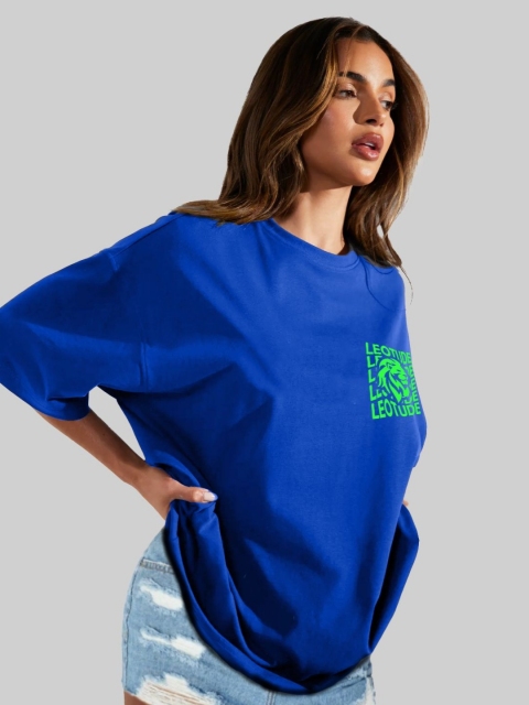 Leotude Women Pack Of 2 Typography Printed Round Neck Cotton Oversized T-shirts - Image 3