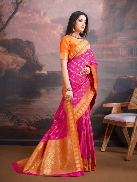 House of Pataudi Ethnic Motifs Woven Design Saree - Image 2