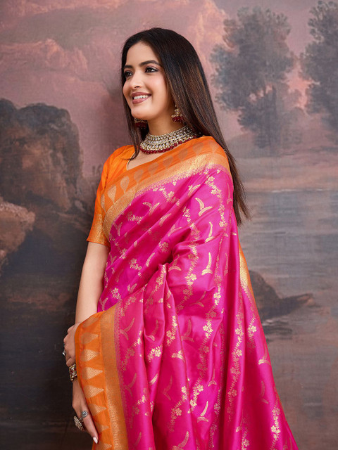 House of Pataudi Ethnic Motifs Woven Design Saree - Image 5