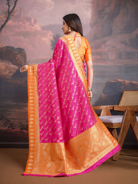 House of Pataudi Ethnic Motifs Woven Design Saree - Image 4
