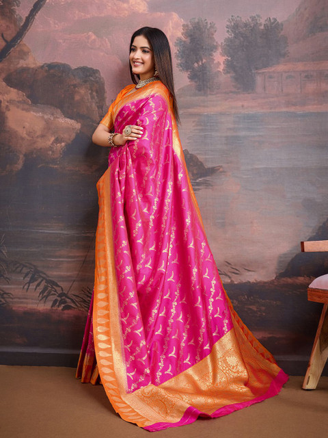 House of Pataudi Ethnic Motifs Woven Design Saree - Image 3