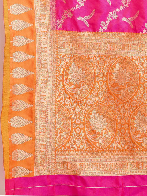 House of Pataudi Ethnic Motifs Woven Design Saree - Image 6