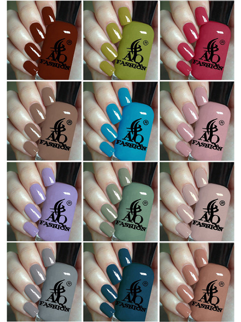 AQ FASHION Set Of 12 Long Lasting Quick Dry Glossy Nail Polish - 9 ml Each