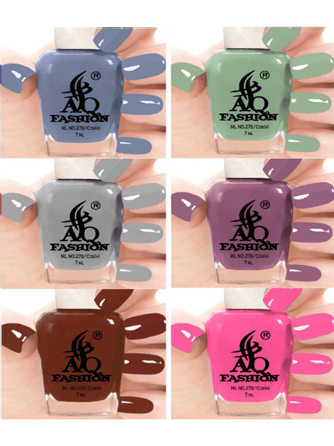 AQ FASHION Set Of 6 Long Lasting Quick Dry Glossy Nail Polish - 7 ml Each