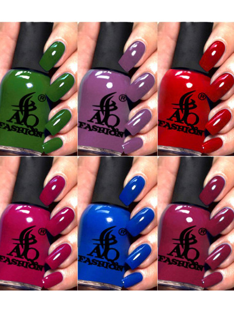 AQ FASHION Set Of 6 Glossy Quick Dry Nail Polish - 9 ml Each