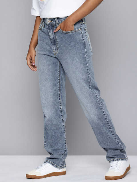 Levis Women Wedgie Straight Fit High-Rise Heavy Fade Stretchable Jeans