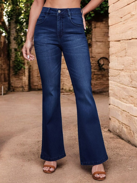 Miss Chase Women Cotton Bootcut High-Rise Light Fade Stretchable Jeans