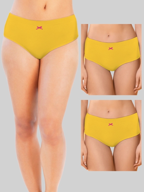 DChica Women Cotton Pack of 3 Solid Comfortable Mid Waist Hipster Briefs