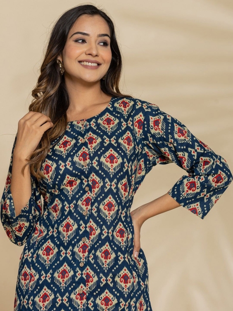 Eco Clothing Women Geometric Printed Pure Cotton Kurti - Image 6