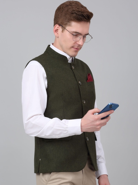 Cantabil Self Design Single-Breasted Slim Fit Nehru Jacket - Image 7