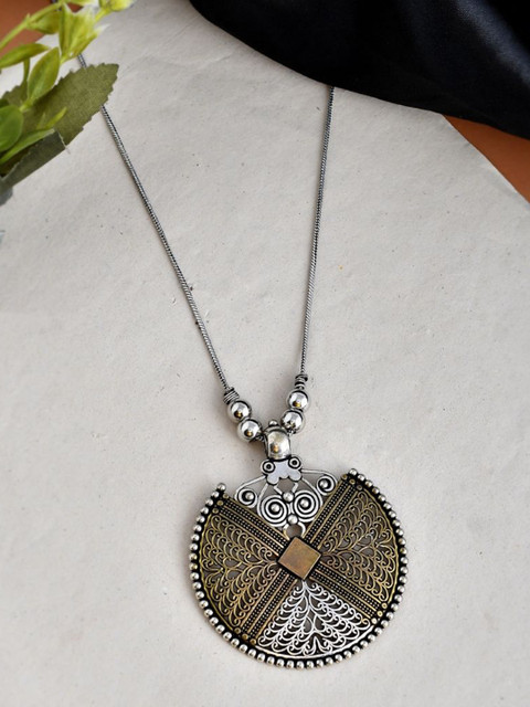 NAMAN ARTS Gold & Silver Plated Oxidized Necklace
