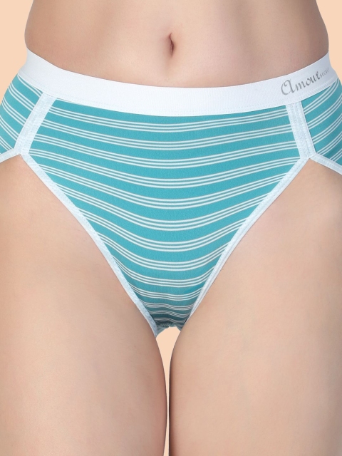 Amour Secret Women Pack Of 3 Striped Mid-Rise Bikini Briefs P2031N_Blu_Pnk_Grn_S - Image 7