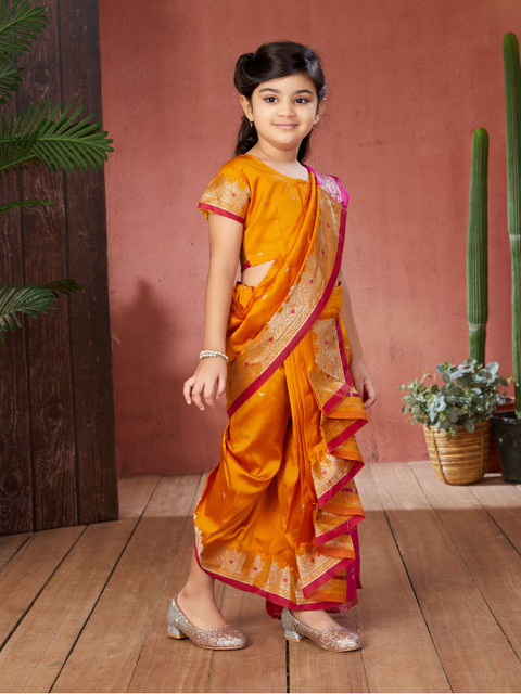 Sangria Girls Woven Design Zari Banarasi Saree - Image 2