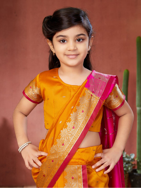 Sangria Girls Woven Design Zari Banarasi Saree - Image 5