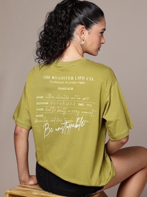 The Roadster Life Co. Typography Printed Pure Cotton Oversized T-shirt