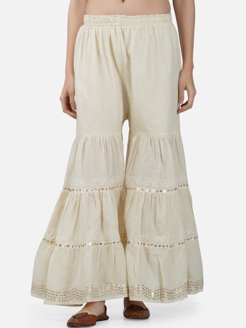 Moda Rapido Women Embellished Smart Flared High-Rise Trouser