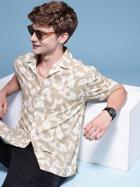 HERE&NOW Printed Relaxed Fit Pure Cotton Casual Shirt