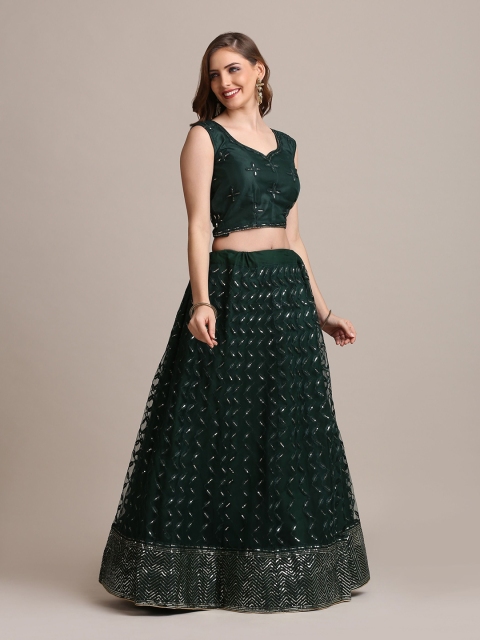 Warthy Ent Embroidered Sequinned Semi-Stitched Lehenga & Unstitched Blouse With Dupatta - Image 3