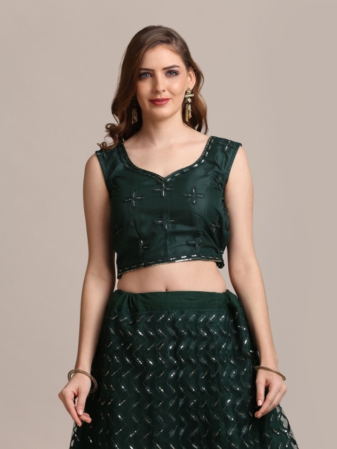 Warthy Ent Embroidered Sequinned Semi-Stitched Lehenga & Unstitched Blouse With Dupatta - Image 2