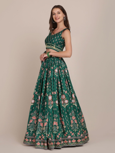 Warthy Ent Floral Printed Semi-Stitched Lehenga & Unstitched Blouse With Dupatta - Image 4