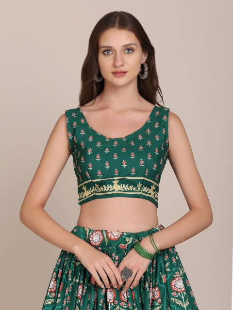 Warthy Ent Floral Printed Semi-Stitched Lehenga & Unstitched Blouse With Dupatta - Image 2